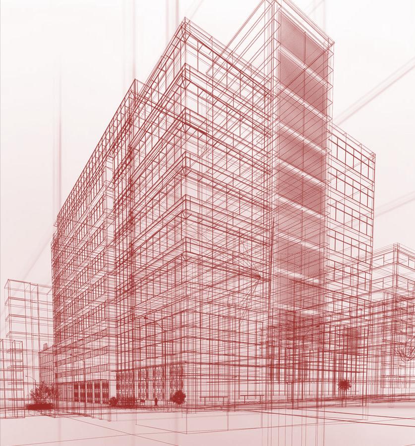 Construction system wireframe used as a visual reference for Premala Era workflow automation